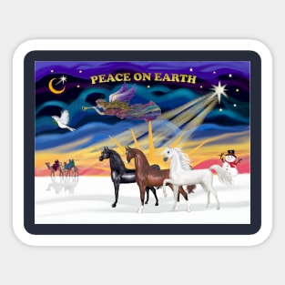 "Christmas Sunrise" with Three Beautiful Stallions Sticker
